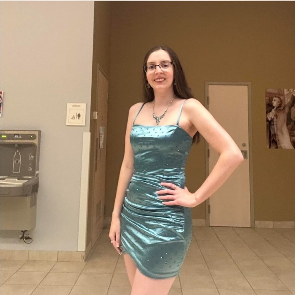 Windsor Teal Mini Dress